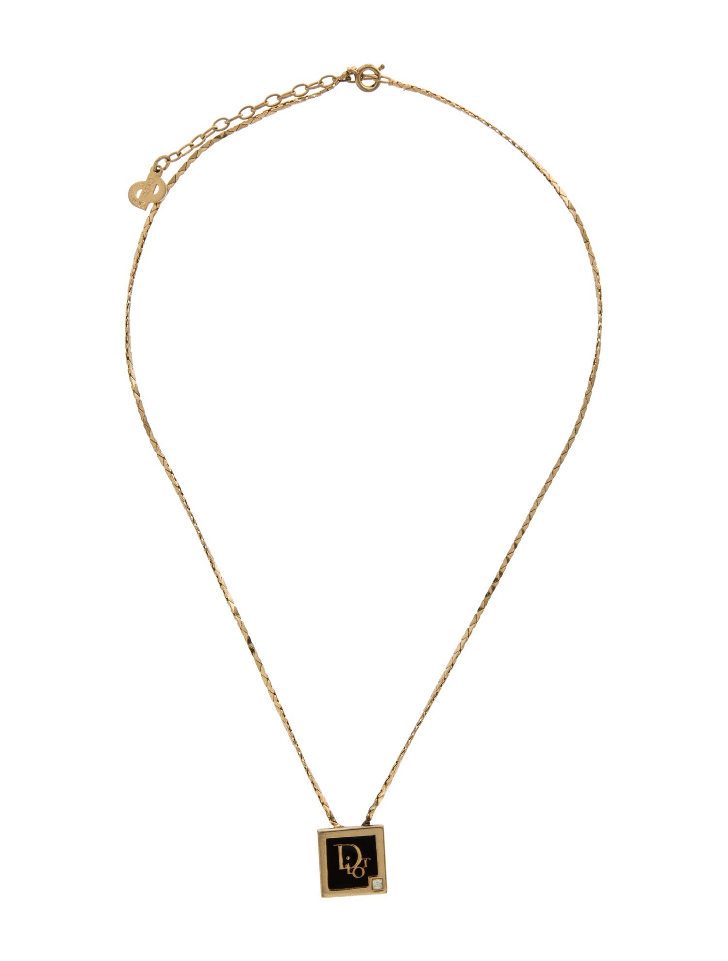 Christian Dior Vintage Crystal & Enamel Pendant Necklace